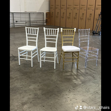 Chiavari Chairs GOLD, CLEAR, BLACK, SILVER, WHITE FREE CUSHION