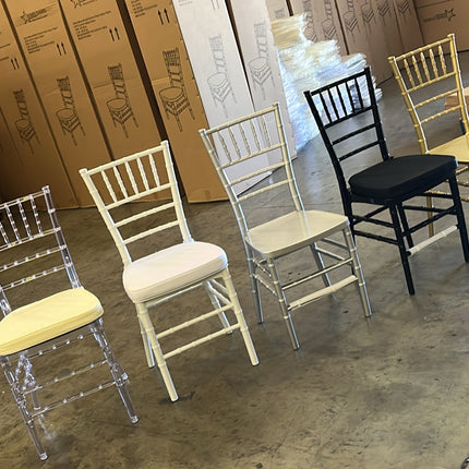 Chiavari Chairs GOLD, CLEAR, BLACK, SILVER, WHITE FREE CUSHION