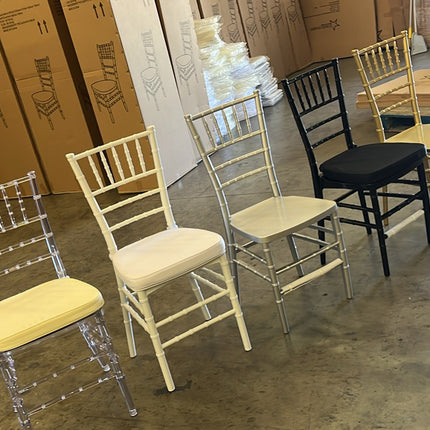 Chiavari Chairs GOLD, CLEAR, BLACK, SILVER, WHITE FREE CUSHION